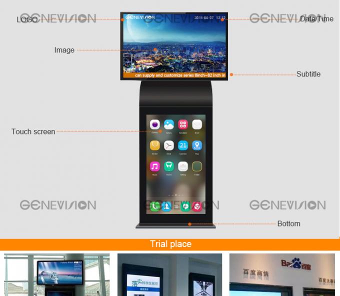 Les écrans du fabricant HD de la Chine se tiennent kiosque seul ou d'Android de mise en réseau double d'écran de signage numérique debout libre