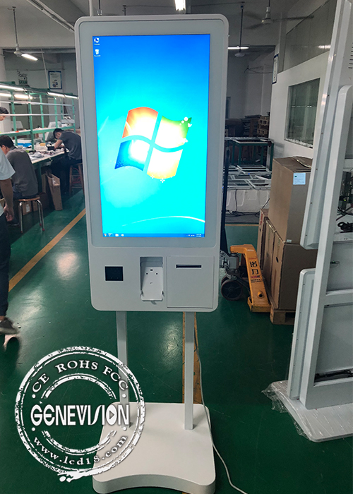kiosque de commande de machine de 32inch Windows10, kiosque d'écran tactile de film de PCPA avec l'imprimante thermique, scanner de code de QR et position