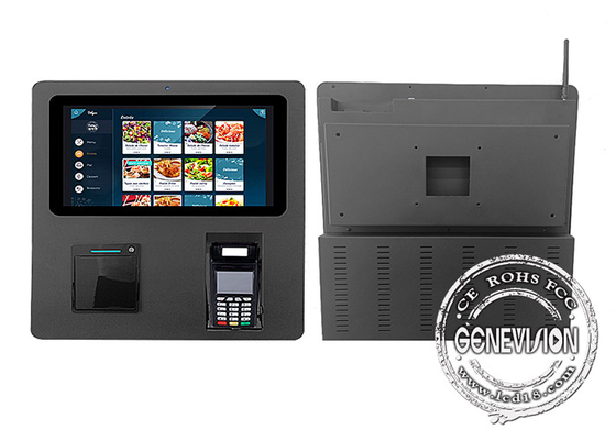 Kiosque noir 15,6 d'écran tactile de service d'individu de bâti de mur » avec le support de position et l'imprimante thermique