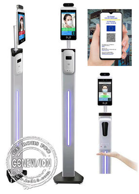 8&quot; kiosque facial de mesure de température corporelle de thermomètre de reconnaissance de scanner de code de santé d'UE