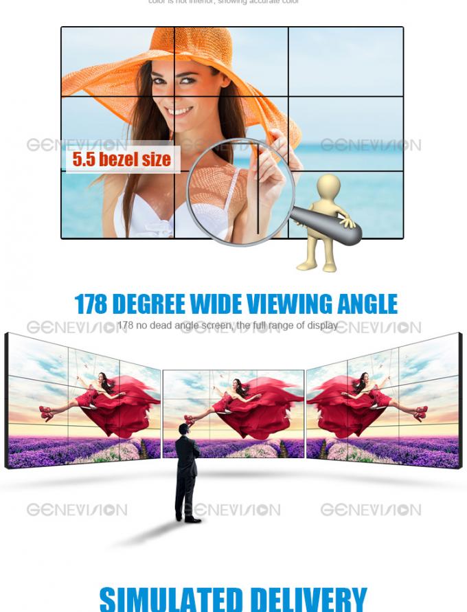 mur de 46 pouces TV avec le plancher d'armoire tenant les seamles ultra étroits de épissure de l'encadrement 5.5mm d'écran de la publicité d'intense luminosité