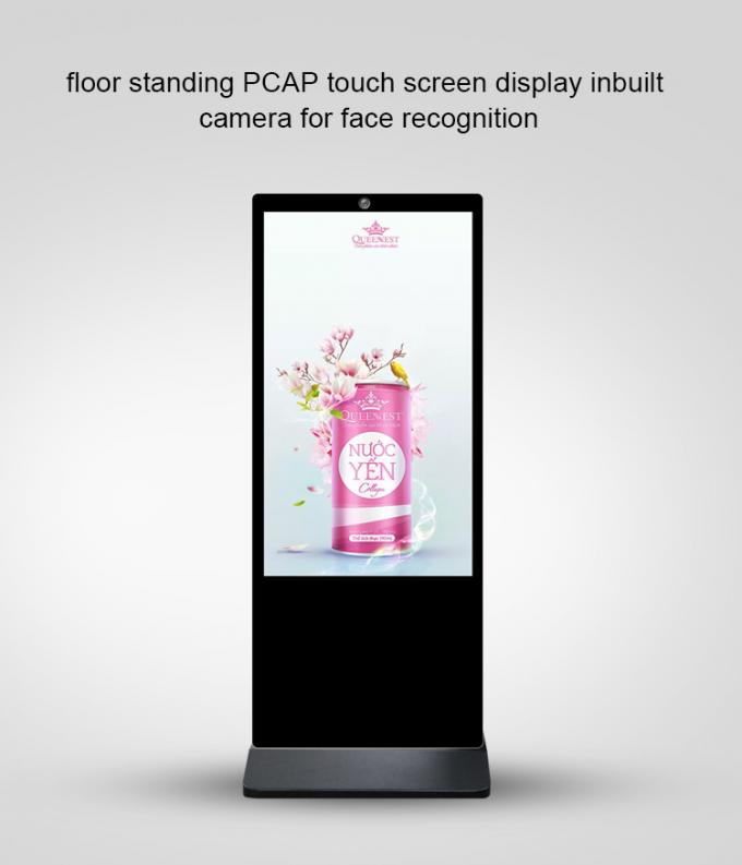 Caméra capacitive intelligente de Signage de Wifi Digital de kiosque d'écran tactile construite dans 65" grande taille avec 4G Google Play