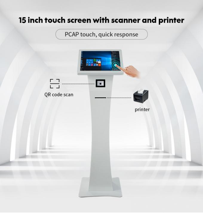 15,6 kiosque d'écran tactile de pouce AIO avec le scanner de Code QR et l'imprimante thermique