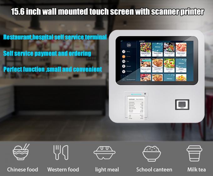 15,6 » kiosques montables de service de QR Code Reader Self d'imprimante de mur avec le PC tout dans un