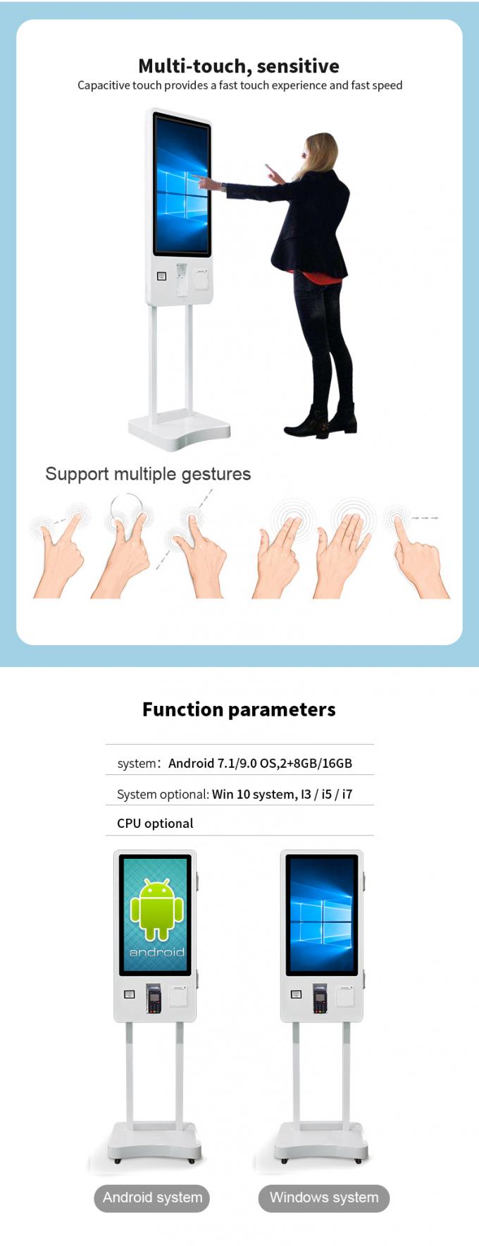 Kiosque à écran tactile interactif de 24/32/43 pouces avec signalisation numérique, terminal de paiement en libre-service 2