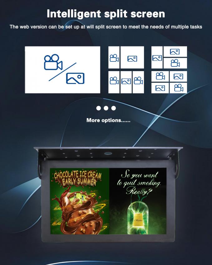 Écran d'affichage numérique LCD pour bus, Android 7.1, montage au plafond 21,5 pouces, serveur cloud gratuit, 1G+32G, Wifi, ascenseur, signalétique directionnelle, éducation 3
