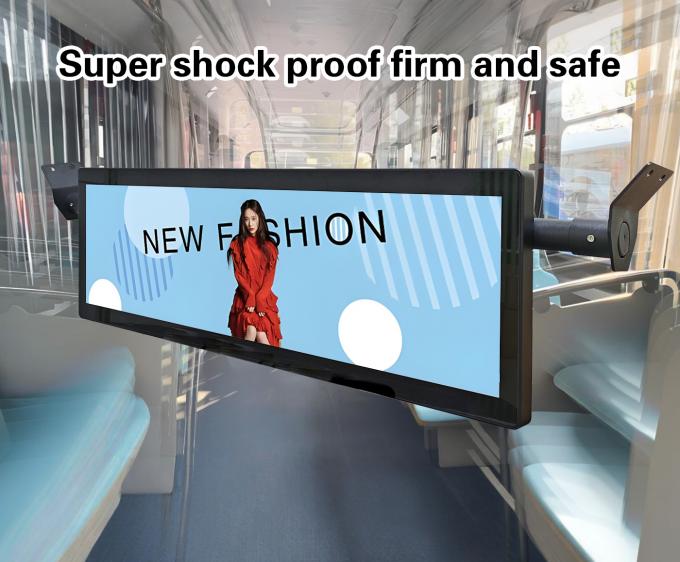 Écran LCD numérique avec option 4G, barre étirée de 29 pouces, montage au plafond, bus, signalisation numérique WiFi, Android, réseau sans fil. 1