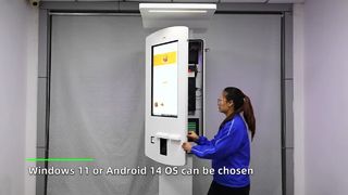 Kiosque extérieur de commande libre de 32 pouces avec bande lumineuse LED et auvent anti-pluie