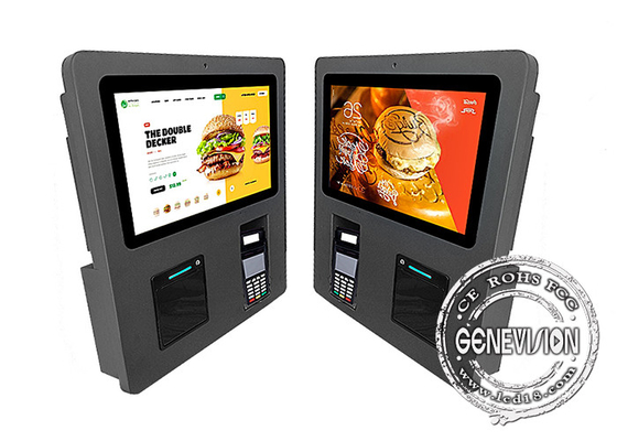Kiosque noir 15,6 d'écran tactile de service d'individu de bâti de mur » avec le support de position et l'imprimante thermique