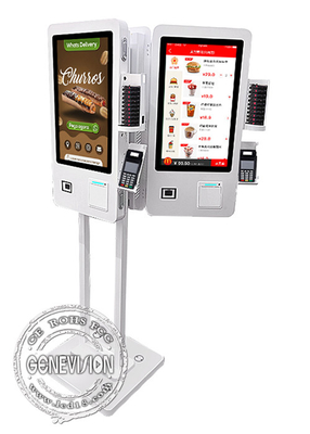 Double écran de WiFi 24 kiosques de paiement de service d'individu de pouce, kiosque de commande d'individu d'écran tactile