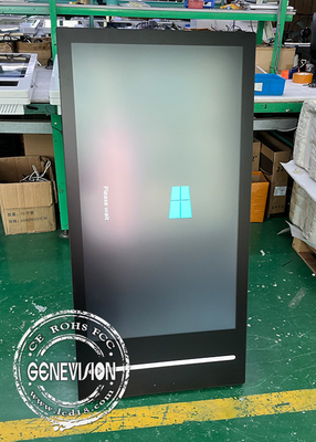 Display extérieur numérique en verre AG de 43 pouces, écran totem, batterie, système Windows, écran LCD, kiosque de signalisation numérique.