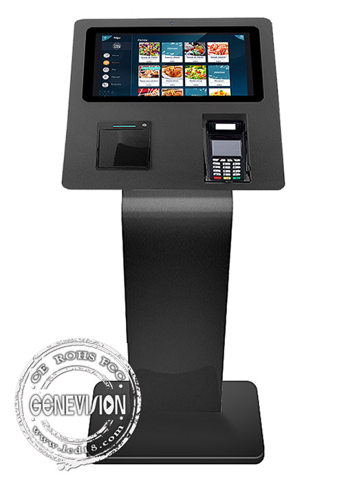 POS Credit Card Reader Receipt Printer 15.6 Inch Self Service Kiosk With Camera