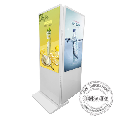 Kiosque de publicité debout au sol 65 pouces avec doubles caisses latérales