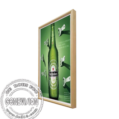 Affichage vidéo d'image de Signage d'affichage à cristaux liquides de cadre en bois d'Android Media Player