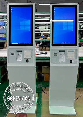 Lecteur d'empreintes de paume à LED blanc bande d'empreintes digitales Self-service Kiosque Machine 27 pouces Windows PC tout en un
