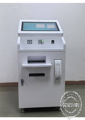 Kiosque d'auto-service des hôpitaux gouvernementaux avec écran tactile de 21,5 pouces, appareil photo 5MP, imprimante A4 et scanner de code QR.