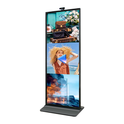 Écran tactile Grand angle de vue Plancher debout Écran de barre de 75 pouces avec caméra de microphone