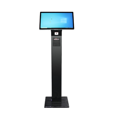 15.6 21.5 32 pouces Kiosque de commande personnelle Publicité Kiosque à écran tactile Windows 10 Kiosque d'information à écran tactile Kiosque de billetterie en libre-service Avec imprimante thermique et scanner de code QR