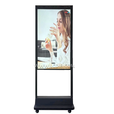 Ultra-mince plancher debout 43 49 55 pouces double écran Android affichage de fenêtre avec cadre en aluminium et longue durée de vie