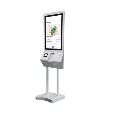 27 pouces en forme de B Self-service de la caisse de kiosque Tableau de menu Pos machine avec imprimante QR code scanner