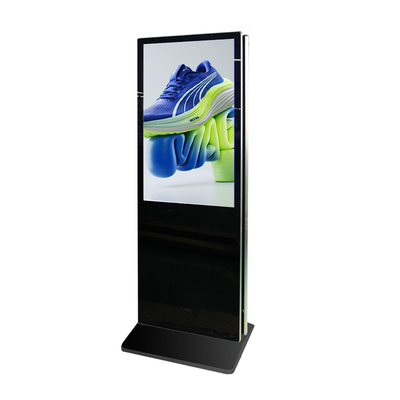 Kiosque d'affichage numérique à sol à double face de 43 pouces avec luminosité 450 cd/m2 et verre trempé en aluminium métallique