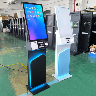 Borne de paiement en libre-service de 27 pouces avec bande lumineuse LED et écran tactile