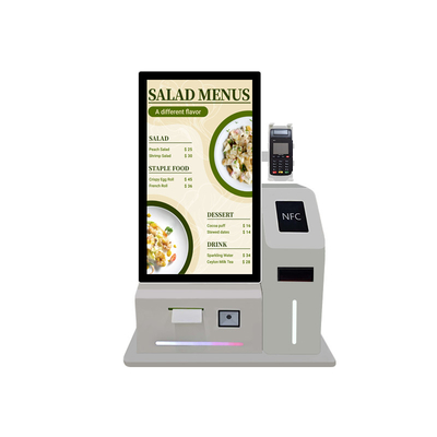 Borne de paiement en ligne WIFI pour bureau de 24 pouces avec écran tactile LCD/NFC, écran capacitif multi-touch avec imprimante, support POS pour restaurant KFC MacDonalds, lecteur de haute qualité