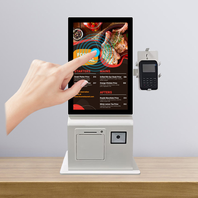 15.6 inch Touchscreen Countertop Kiosk Restaurant Self-serve Kiosk With Receipt Printer and QR Code Scanner