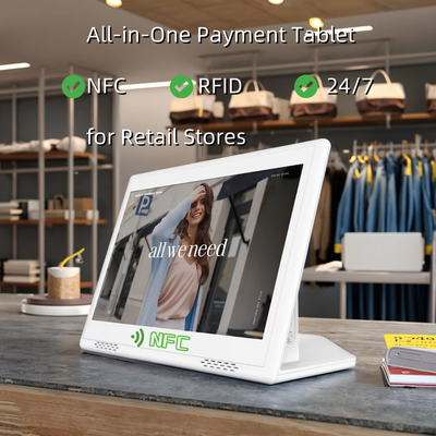PC tout-en-un Android de 10,1 pouces avec écran tactile capacitif, NFC / RFID & RJ45 pour le kiosque de vente au détail