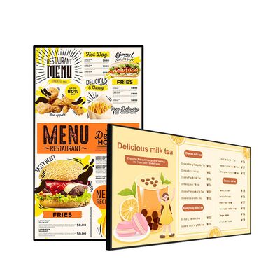 Tableau de menu monté sur le mur Affichage numérique Écran publicitaire LED électronique pour restaurant café