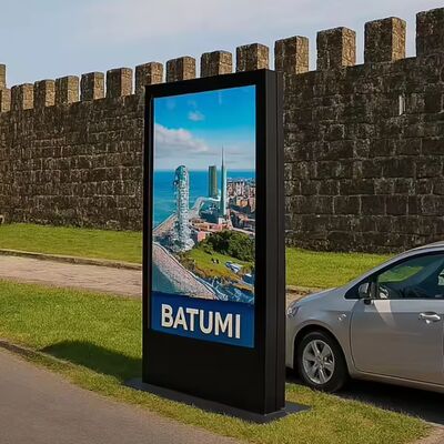 Signalisation numérique extérieure commerciale double face de 75 pouces, totem sur pied IP65