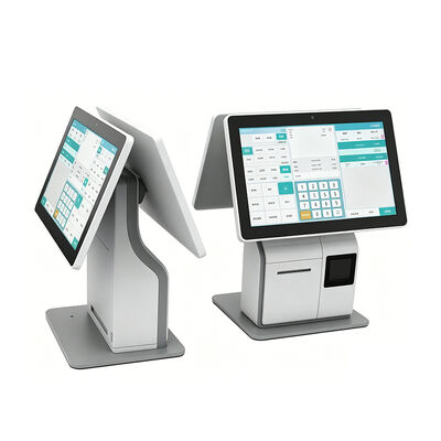 15.6 pouces Bureau Single Double côté Self Service Caissière Kiosque avec QR Barcode Scanner 80mm Imprimante thermique NFC
