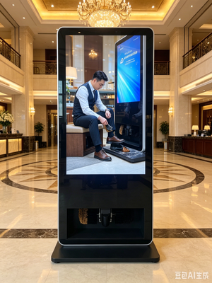 Kiosque publicitaire LCD Android de 55 pouces avec polisseur de chaussures intégré pour hôtels et aéroports