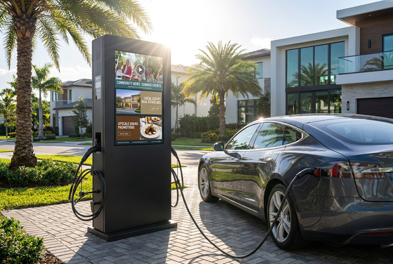 Kiosque de recharge de véhicule électrique à écran LCD 2K de 43 pouces avec résistance à l'eau IP65 et prise en charge du protocole OCPP 1.6