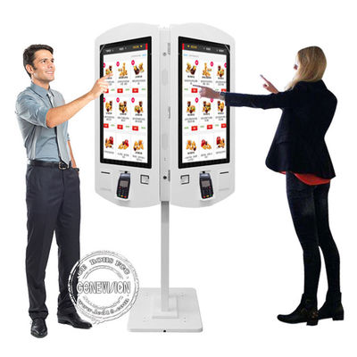 32 double kiosque dégrossi de service d'individu du PC Win10 de pouce pour le restaurant