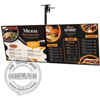 43 55 pouces FHD étroit bordure suspendue mur monture affichage LCD restaurant écran de menu